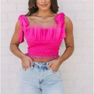 Pink These Three ruffle top!
